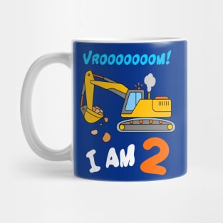 I Am 2 Excavator Digger Toddler Boys 2nd Birthday Mug